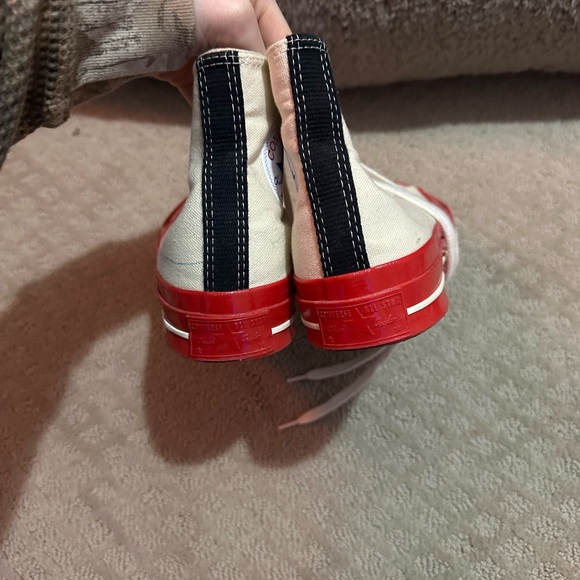 high top red CDG x Converse red heart red bottom collab - Picture 4 of 6